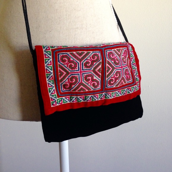 Hmong Batik BOHO Black Cotton Bag - Picture 8 of 8